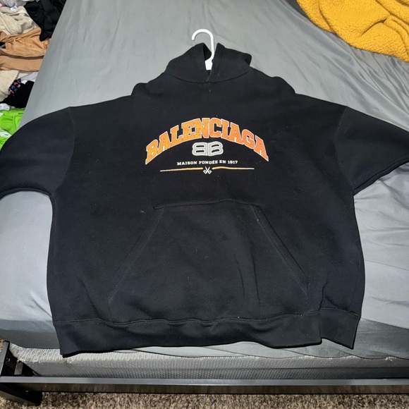 Black and Orange Balenciaga Hoodie Men - Picture 1 of 4